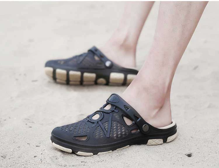 Dép nam mùa hè đế mềm chống trơn trượt hai dép và dép Hàn Quốc mang dép baotou ngoài trời mang giày đi biển