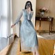 Chiffon mesh French dress 2023 spring new women's dress waist slimming celebrity temperament lace skirt