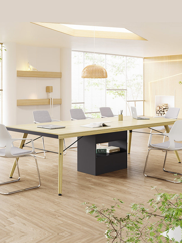 Office furniture conference table long table brief modern meeting room small rectangular desk chair combined strip table-Taobao