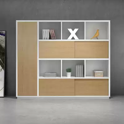 Assembly cabinet Four-layer mobile door lattice cabinet Information cabinet General Manager's office file cabinet Entrance cabinet Storage cabinet