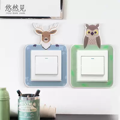 American Country Acrylic Animal Switch Sticker Creative Modern Living Room Wall Decorative Protective Cover Personality Socket Set