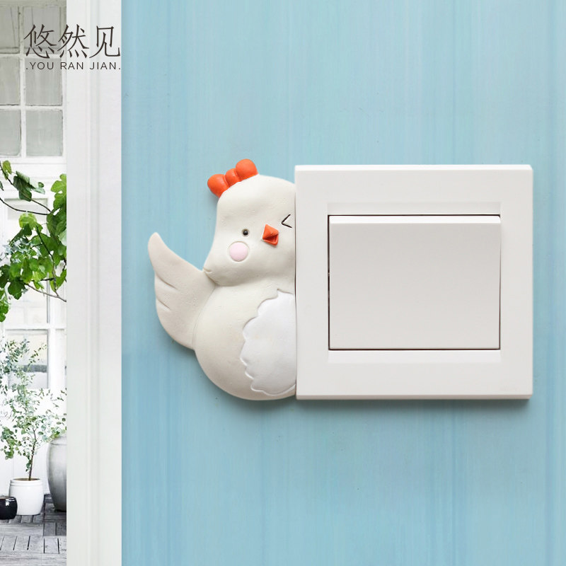 Eurostyle Creativity Cartoon Cute Zodiac Animal Switch Patch Socket Protective Sheath Children's Room Bedroom Wall Adornment
