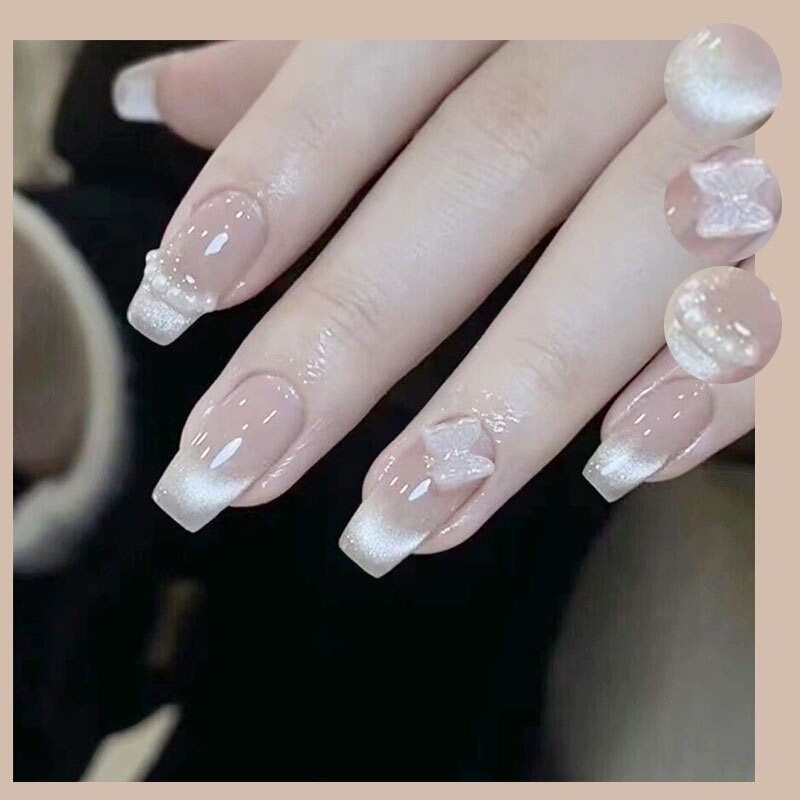 2026 New Model Children's Nail Art Wearable Nails Medium-Long Style Zhuangzhou Dream Butterfly Cat Eye 24-Piece Fake Nail Stickers 2026 New Model Children's Nail Art Wearable Nails Medium-Long Style Zhuangzhou Dream Butterfly Cat Eye 24-Piece Fake Nail Stickers