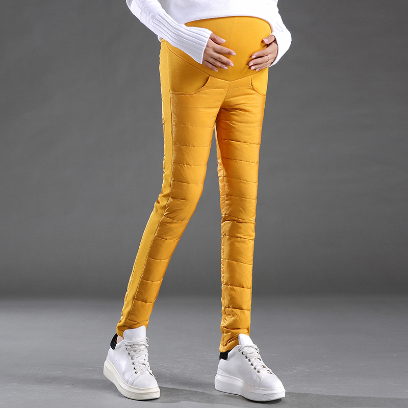 Double-sided pregnant women plumes wear thickened cotton pants in winter large-yard elastic plus-wool warm pants