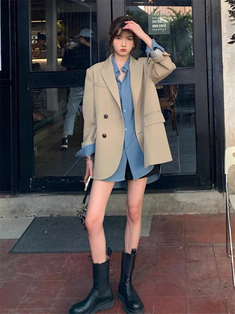 Card its color suit jacket woman small child 2022 spring autumn new Korean version Temperament Casual Blouse short Western suit