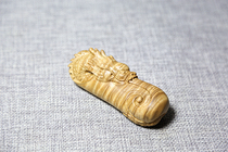 Gold silk Nanmu Panlong handle pieces Small Ye Zhennan old material Water wave pure handmade clear knife carving collection ornaments