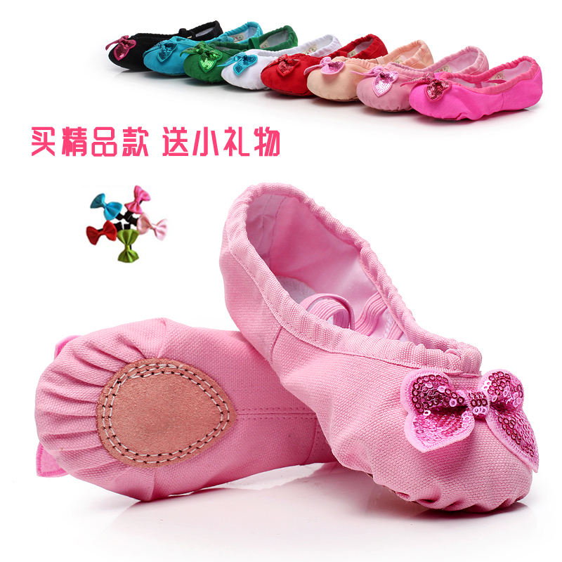 Butterfly Knots Toddler Child Dance Shoes Soft-bottom Ballet Shoes Girl Dancing Shoes Pink Practicing Shoe Cat Claw Shoes Performance