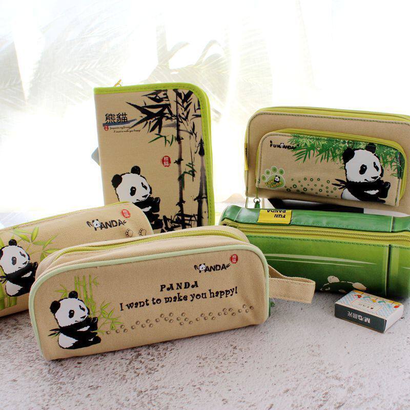 Panda Small Fresh Student Canvas Pen Bag Simple Stationery Bag Pencil Bag Set Sichuan Chengdu Tourist Souvenirs