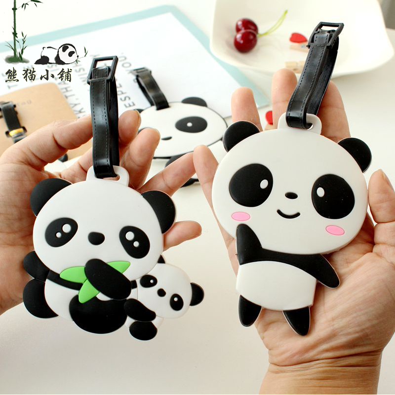 Sichuan travel hand letter Panda luggage tag Travel suitcase creative cartoon trolley box boarding check-in hanging tag