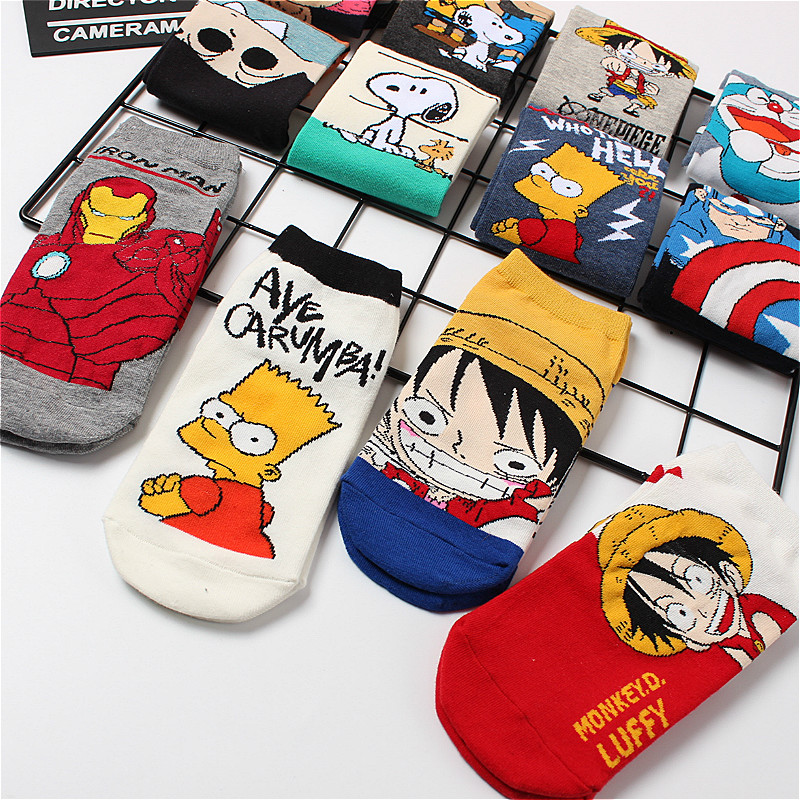 Socks men's summer socks shallow mouth hip-hop animation moisture wicking sports street tide brand cartoon personality cotton invisible socks