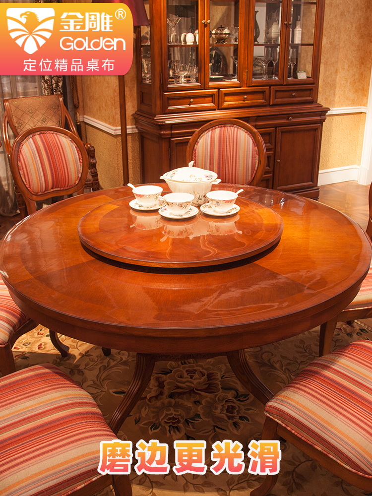 Transparent round soft glass tablecloth Waterproof, oil-proof, anti-scalding, leave-in European crystal plate table mat, heat insulation mat, household