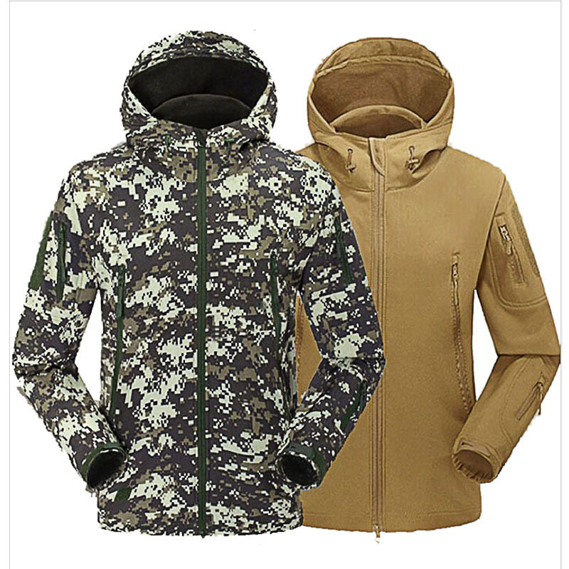 TAD Shark Leather Soft Shell Camouflage Capsule Capture Men plus velvet cycling outdoor sports clothing