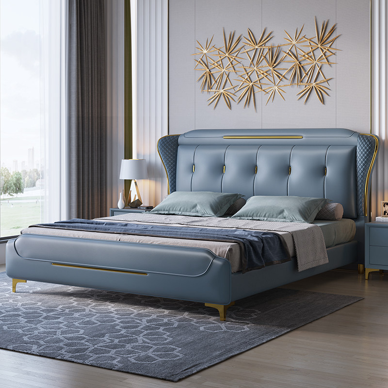 Light luxury Nordic disposable technology cloth bed modern simple Master Bedroom 1 8 meters double bed 1 5 meters Button Cloth wedding bed