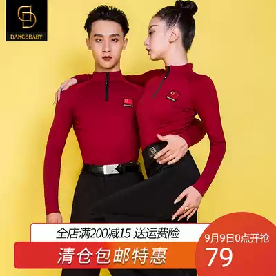 dancebaby Latin dance clothing female adult long sleeve jacket practice uniform national standard dance clothing dance jacket male da781