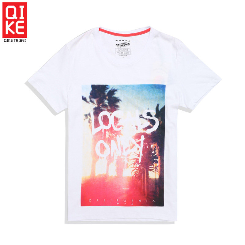 Cyclist men's beach holiday sports pure cotton round collar T-shirt 100 hitch fashion loose blouses Korean version pure color short sleeves