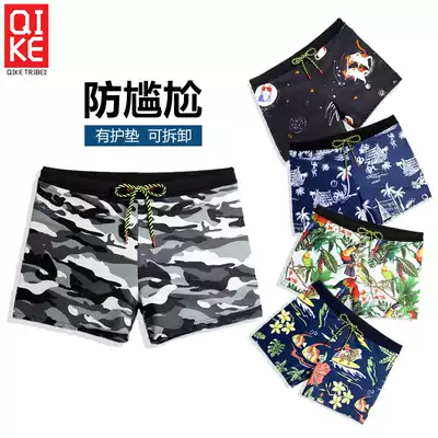 Quick-drying swimming trunks men's five-point hot spring loose large size camouflage shorts flat angle anti-embarrassment swimming trunks Beach pants swimsuit