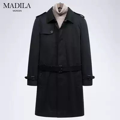 Madilla men's autumn new men's British handsome long version black loose cloak long version coat windbreaker