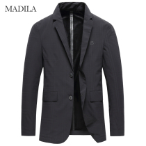Madera suit men 2021 new slim flat barge collar casual plaid dark pattern blazer fashion single west men