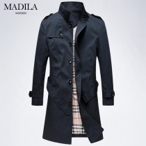 Martella 2021 spring new mens stand-up collar fashion cloak young men single-breasted medium-long windbreaker jacket