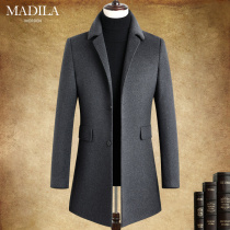 Matila wool coat mens medium and long mens double-sided Ni slim wool coat cashmere-free coat men