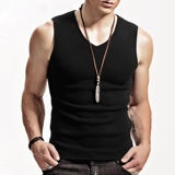 Мужской удерживающий тепло утепленный хлопковый зимний спортивный трендовый жилет, V-образный вырез, облегающий крой, в обтяжку