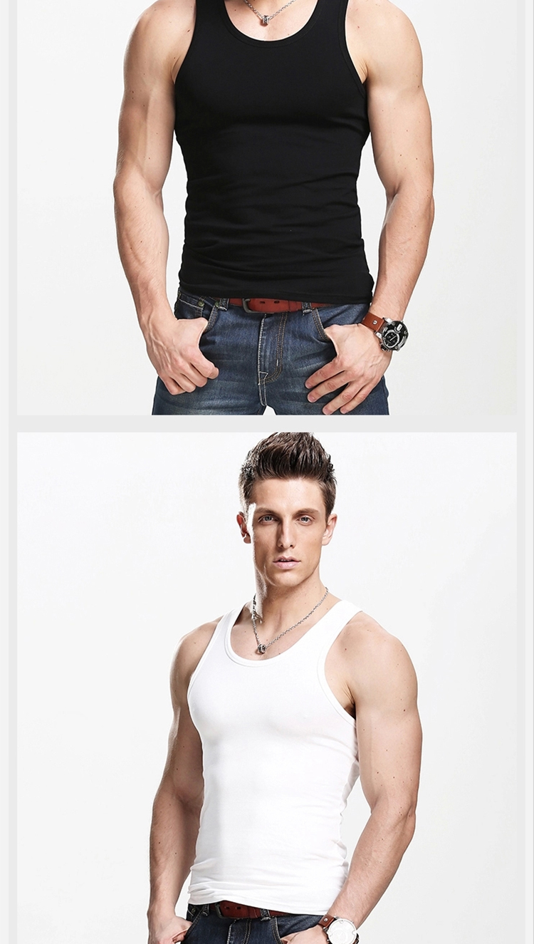 Áo vest nam hình chữ I cotton mùa hè phiên bản Hàn Quốc không tay bó sát thể hình bó sát thể thao bó sát cổ áo thoáng khí - Áo vest cotton áo thun coolmate
