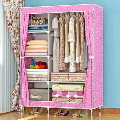 Simple wardrobe home bedroom cloth wardrobe bold reinforcement modern simple steel pipe storage hanging cabinet