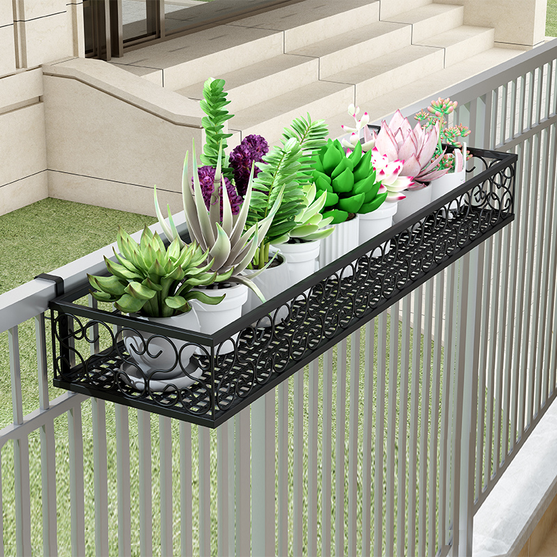 Balcony Flower Racks Suspended Iron Art Guardrails Flower Racks Multi Meat Railing Flower Racks Indoor Window Terrace Shelving