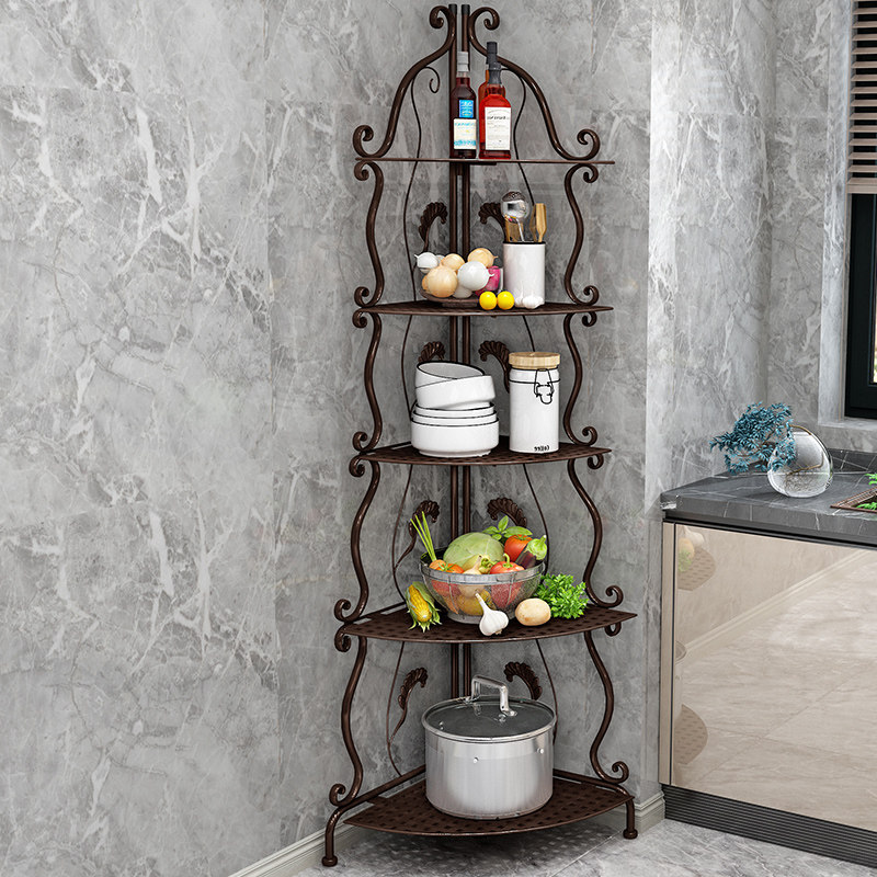 Iron Art Bathroom Corner Rack Shelve floor Makeup Room Bedroom Bathroom kitchen Contained Storage Living-room Deck Shelf