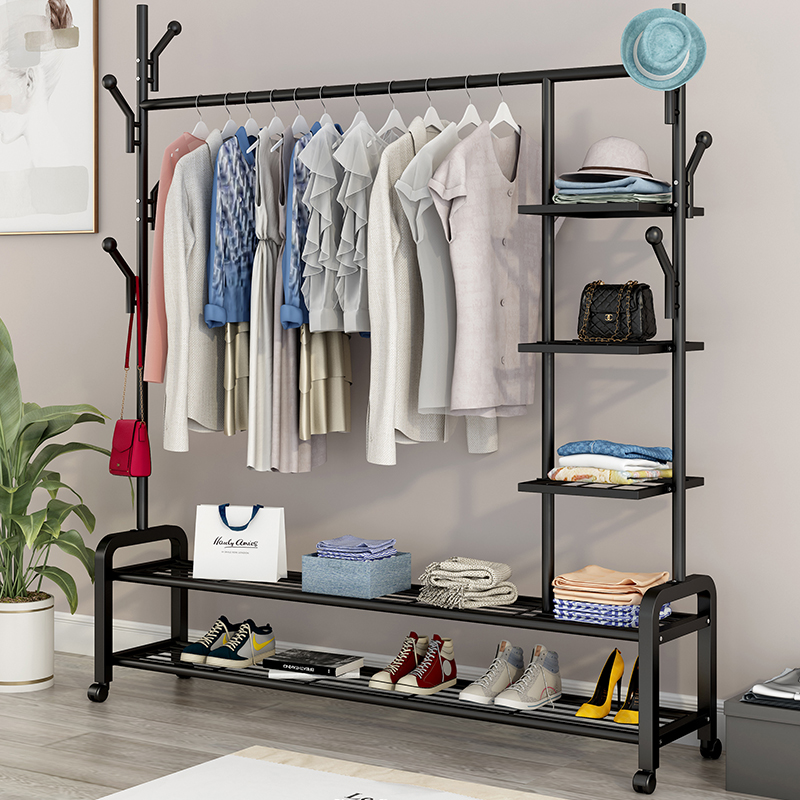 Drying rack floor bedroom folding room with a balcony hanging hanger with double-rod household drying rack