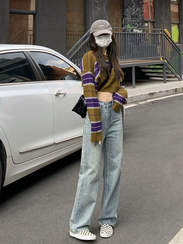 Весенние прямые свободные джинсы, светлые штаны, высокая талия, тренд сезона, оверсайз, облегающий крой, свободный крой