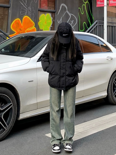 纯哥家 Прямые свободные джинсы, штаны, ретро повседневные брюки для отдыха, свободный прямой крой, высокая талия