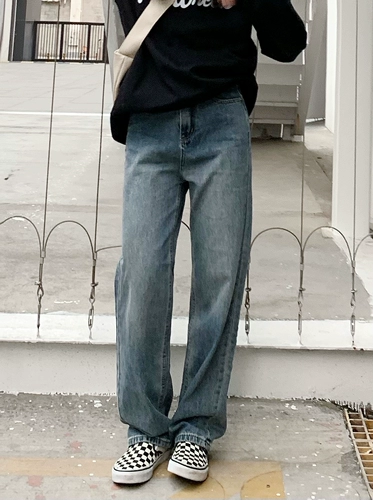 纯哥家 Весенние прямые свободные джинсы, ретро штаны, 2025 года, тренд сезона, высокая талия, свободный крой, подходит для подростков