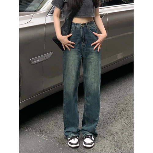 纯哥家 Ретро прямые свободные джинсы, весенние штаны, высокая талия, свободный крой