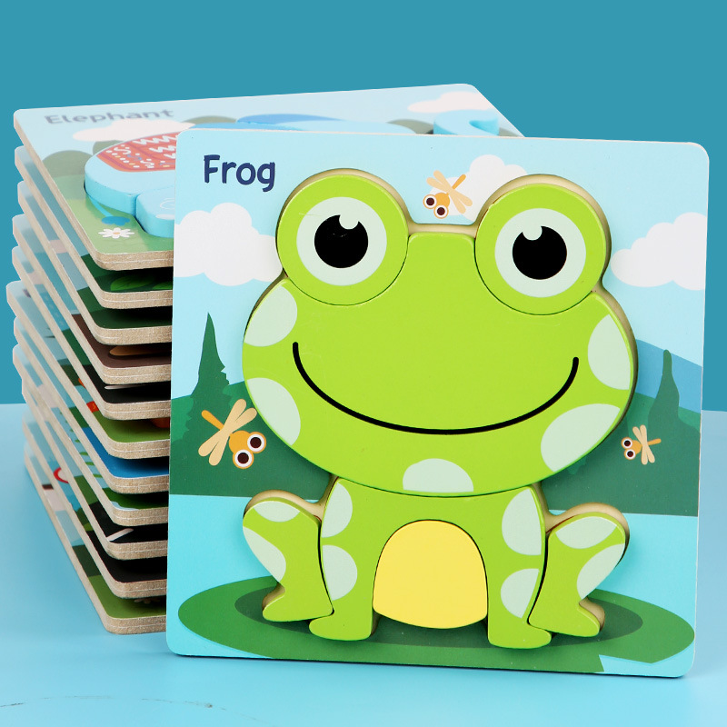 Jigsaw puzzle children's puzzle 2 years old 3 years old baby toddler big block entry-level animal educational toys boys and girls 1 year old 4