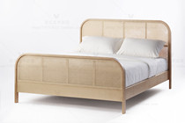 American rattan solid wood double bed Creative designer furniture Chinese style·Unit type 1 5 meters 1 8 meters master bedroom bed
