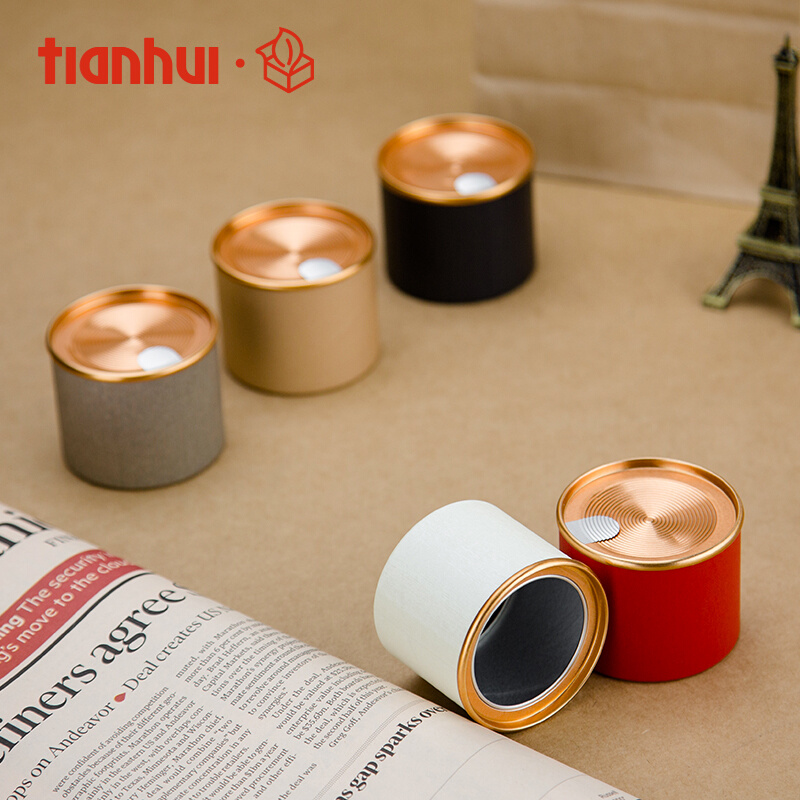 Tianhui packaging green tea rock camellia tea small tea cans mini paper cans disposable tea cans custom logo