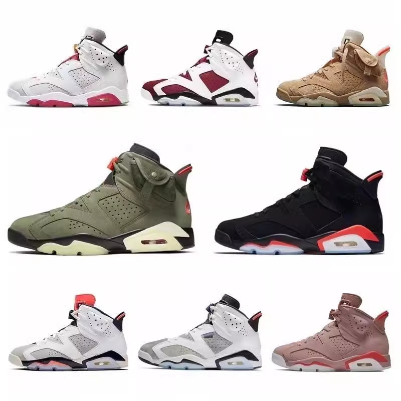 Joe Aj6 White Card Blue Black Gold Army Green Ts Collaboration Khaki Brown Aj6 Men's High-Top Sneakers Women's Spring and Summer Basketball Shoes
