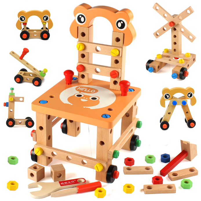 Luban chair multi-function disassembly tool nut screw assembly combination children's educational assembly wooden building block toy