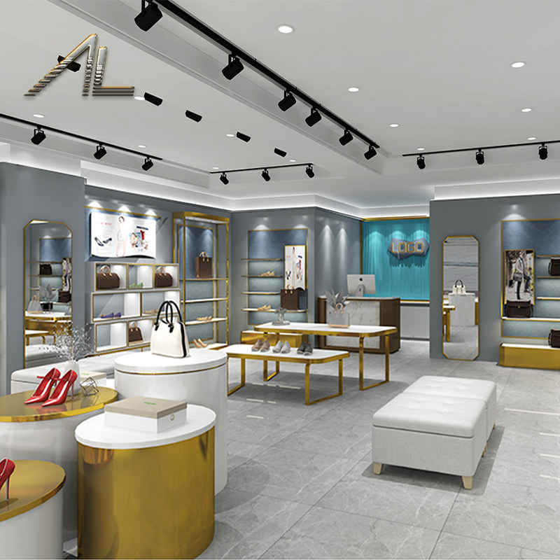 Shopping mall shoe store shoe rack display stand creative with lights in the island cabinet floor-to-ceiling display rack bag shelf product showcase