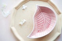 Creative leaf styling ceramic bowl fruit nut snack plate pink irregular ice crack home Deep Dish