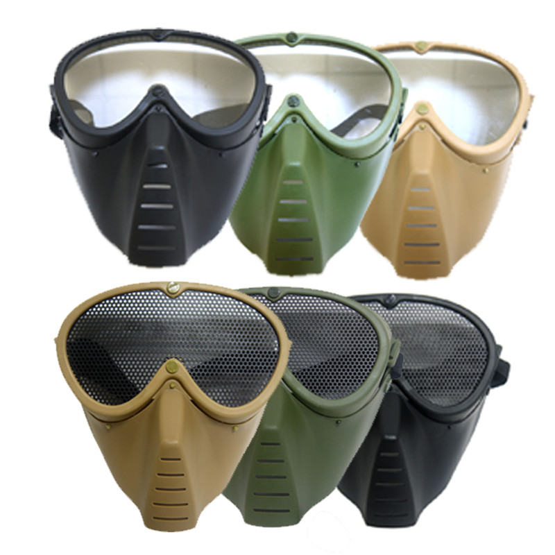 Outdoor small honeybee PC lenses Full face protective mask CS field anti-shock fly mask Absorbent Bullets gun mask