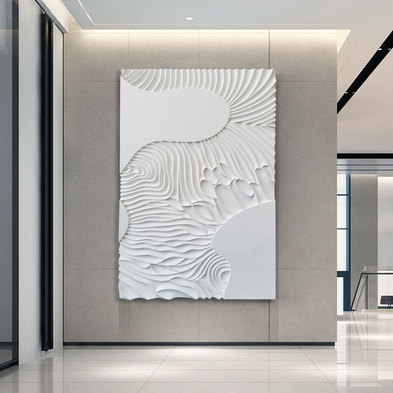 Wood Carving Abstract Sofa Backdrop Wall Device Hanging Painting Hotel Sample House Display Center Villa Decoration Painting Xuan Guan Staircase Mural Painting