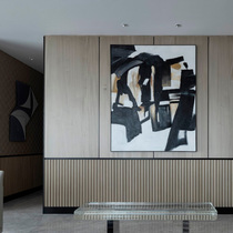 Dafen Village Oil Painting Custom Black and White Hand-painted Abstract Large Mural Modern Simple Model Room Sales Department Decorative Painting