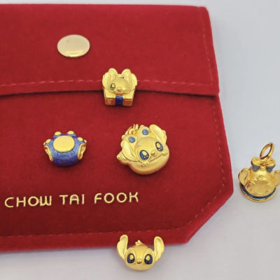 Chow Tai Fook's new Disney Stitch Gold Fortune Bead pendant, a pure gold Stitch small gold gift bow