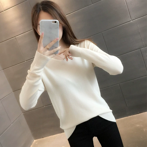 Демисезонный трикотажный свитер, V-образный вырез, подходит для подростков, оверсайз