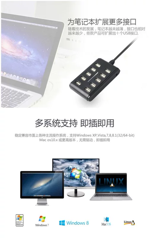 Bộ chia máy tính xách tay đa năng usb2.0 bộ chia trung tâm trung tâm mở rộng tốc độ cao một cho mười - USB Aaccessories