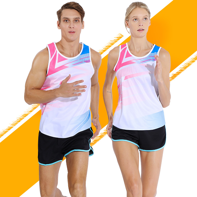 Unisex track and field suit race suit vest set marathon body exam uniform student running suit training suit printed