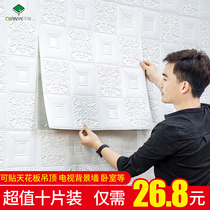  Ten-piece wallpaper self-adhesive ceiling ceiling 3d wall stickers Bedroom TV wall stickers modern background wall paper