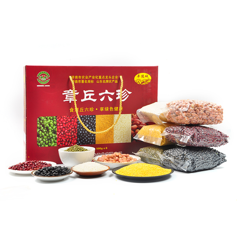 Shandong specialty Zhangqiu Liuzhen Miscellaneous grain gift box Longshan millet Mingshui fragrant rice mung beans and other 3kg provinces